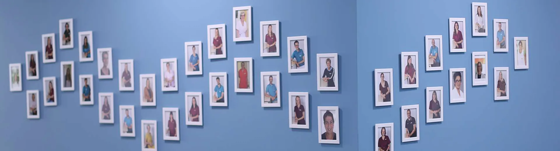 Die Porträtwand des Teams der kinder- und jugendärzte am werk in Rheinfelden